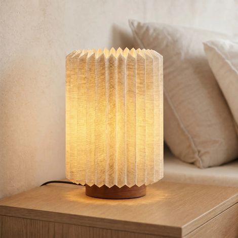 [GEBRAUCHT] B-Ware Lindby Tischleuchte Maveo LED Lampe Leuchte Walnuss hellgrau 30cm Höhe 20cm (1/2)