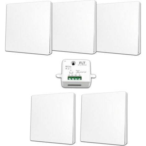 Kit interrupteur va et vient sans fil et sans pile auto alimenté piézoélectrique - 5 boutons émetteurs + 1 récepteur (1/5)