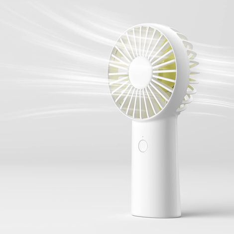 Éventail portable 4000mAh. mini ventilateur USB rechargeable de poche. autonomie jusqu'à 16h. 3 vitesses. pour extérieur et voyage. blanc