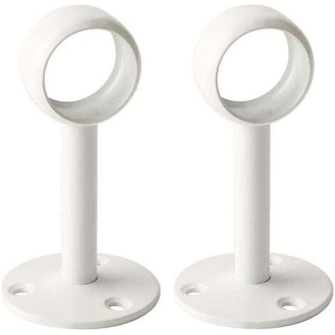 Support Tringle Rideau Plafond en Acier Inoxydable, Support Tringle Penderie pour Tube de rond Ø 25 mm, Blanc Brillant 2 Pcs (1/4)