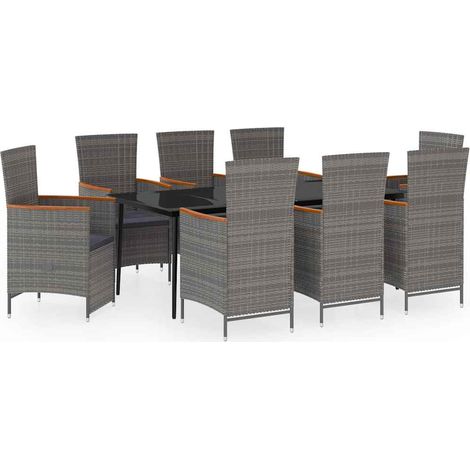 Maison Exclusive - Set da Pranzo da Giardino 9 pz con Cuscini Grigio (1/5)