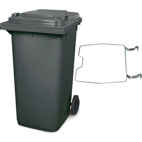 BRB Poubelle MGB 240 litres, avec anneau de serrage pour sacs poubelles, grise