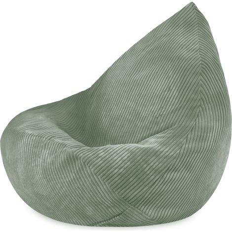 Poltrona a sacco Misioo per bambini, verde, velluto a coste di alta qualità, pouf (1/5)