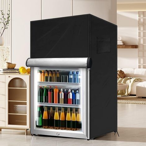 (Noir, 56 x 58 x 86 cm)Housse de réfrigérateur extérieur 210D robuste et imperméable, pour protéger les congélateurs verticaux/réfrigérateur à boissons (1/5)