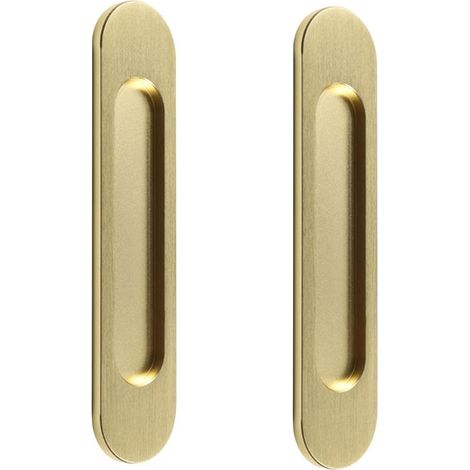 Poignée De Porte Coulissante Ovale Autocollante Sans Perçage Pour Portes De Grange Fenêtres Et Placards 18 Cm Finition Or Brossé (1/4)