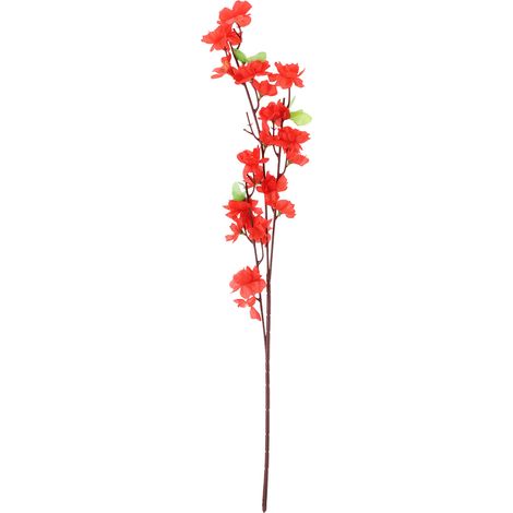 Künstlicher Pfirsichblütenzweig, 65 cm lang, roter künstlicher Pfirsichblütenstiel, Heimdekoration (1/5)