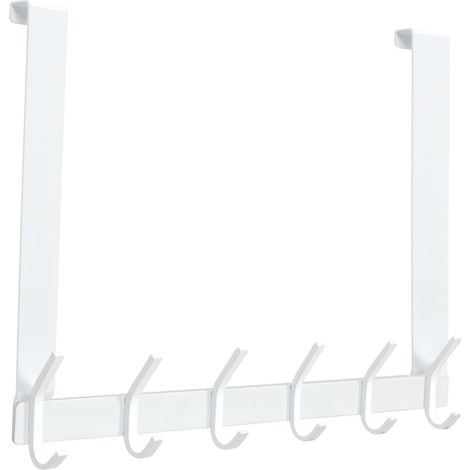 Türhänger mit 6 Haken – Edelstahl SUS304 – Kein Bohren erforderlich – Für Bad, Küche, Schlafzimmer – Weiß, 2,1 cm (1/4)