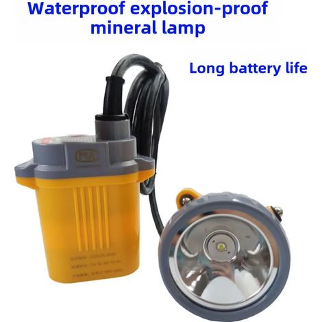 Lampe frontale de casque de sécurité à LED (jaune) puissante et divisée, avec batterie au lithium et longue autonomie, étanche et antidéflagrante. (1/5)