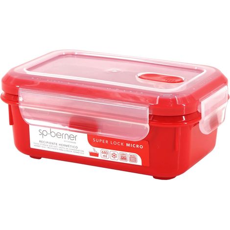 Hermético SUPER LOCK MICRO 680 ml. apto para cocinar al vapor en el microondas, ideal transporte y almacenamiento de alimentos, cierre clip, válvula (1/5)