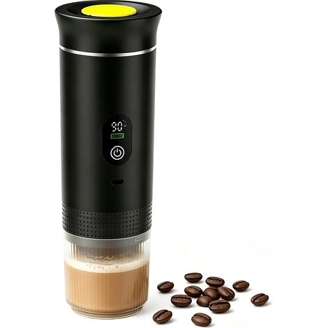 Machine à café portable 3 en 1 - Mini machine à expresso USB - Machine à café de voyage pour capsules et café moulu - Auto-chauffante - Pour camping, randonnée, voyage, camping-car - Noir (1/5)