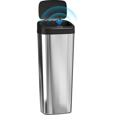 50L Stainless Steel Sensor Bin Silver Tone (1/5)