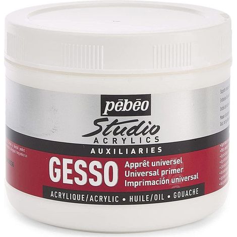 Apprêt - PEBEO - Gesso Studio - 500 ml - Blanc - Sèche rapidement - Surface mate