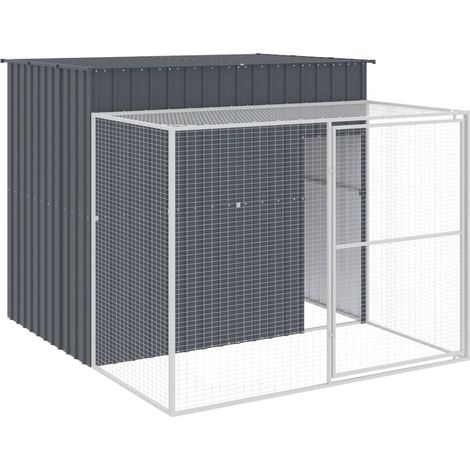 vidaXL Hundehütte mit Auslauf anthrazit 214x253x181 cm