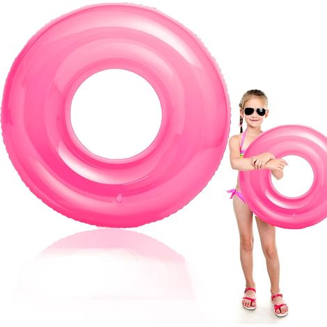Bouée Piscine Anneau de Natation Enfant 6-12 Ans, PVC, Boué épaisse de natation, Rose Fluorescent Bouée Gonflable Tube, Flotteur Natations pour Les Fêtes D'été Sur La Plage et La Piscine (1/3)