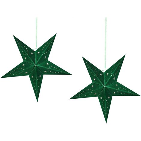 Lot de 2 Étoiles LED en Papier Velouté pour Décoration de Noël 45 cm Vert Motti (1/5)