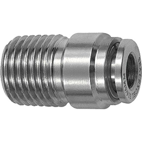 Riegler Gerade Steckverschr., rund, R 1/8 a., Schlauch Ø 8, ES 1.4404 (1/3)