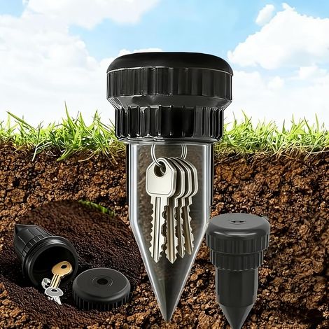 Cache-clés réaliste en forme de tête d'arrosage–clés d'extérieur étanche pour jardin et cour 8 cm – Coffre-fort pour clés de rechange, espèces, objets (1/5)