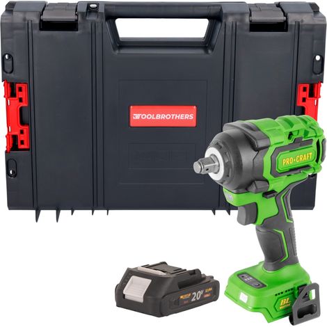 Procraft PWA18bb Akku Schlagschrauber 20 V 550 Nm 1/2" Brushless + 1x Akku 2,0 Ah + RHINO Toolcase - ohne Ladegerät (1/5)