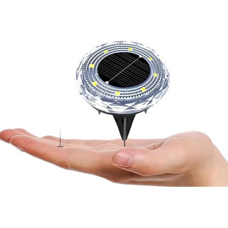 Nouvelle Lampe Solaire Encastrable Sol Jardin, Texture Diamant Cristal, LED Blanche, Éclairage Paysage Pelouse Extérieur (1/5)