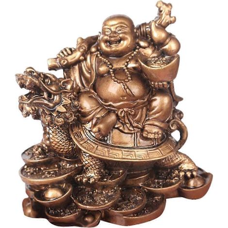 Statue de Bouddha en résine, décoration de style chinois, figurine de Bouddha zen, ornement traditionnel antique pour table, pendaison de crémaillère, bureau.-Bronze (1/5)