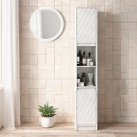 Armoire de rangement blanc en MDF 30 x 24 x 170 cm (1/5)