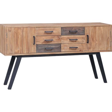 Armoire latérale, Meuble de Rangement, Buffet Commode pour chambre 140 x 30 x 75 cm Teck solide HYB76092 (1/5)