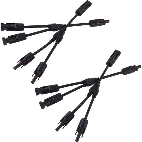 Lot de 2 câbles de raccordement solaire Y parallele PV avec connecteurs mâle femelle IP67 1000V CC, adaptateur panneau photovoltaïque (1/5)