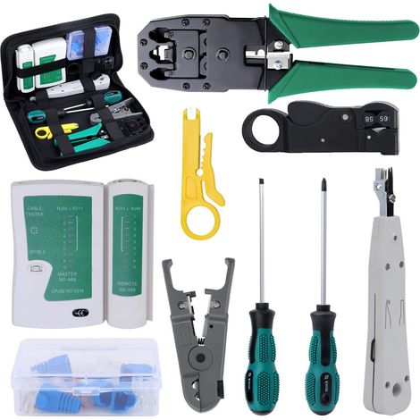 Kit De Reprise Réseau - Testeur De Câbles Et Pince À Sertir - 13 En 1 - Pour Maintenance Informatique Et Réseaux (1/5)