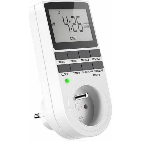 Prise Programmable Digitale, Minuterie Numérique Hebdomadaire avec Ecran LCD, Minuterie Prise Electrique 12H/24H/7Jours, Économie d'Energie Pour L'électroménagers et L'éclairage (1 Pack) (1/5)