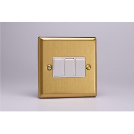 Varilight 3-Gang 10A Rocker Switch in Brushed Brass Finish (1/2)