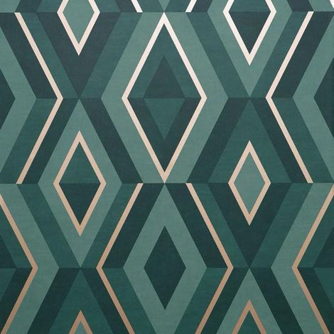 Diamond Shard Wallpaper Teal Gold Geometric Metallic Fine Decor (1/3)