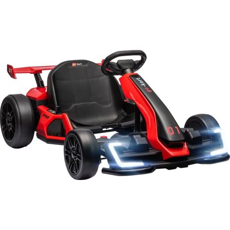 Kart électrique pour enfants, moteur 24V à double entraînement, siège réglable 3 positions, klaxon, musique et tableau de bord lumineux, jusqu’à 12 km/h - CHICFURN (1/5)