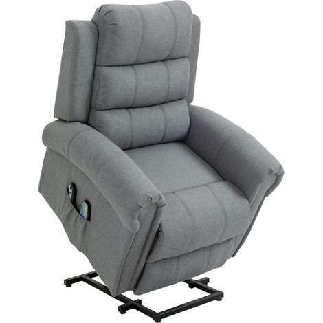HOMCOM sillón relax reclinable eléctrico levanta personas, con masaje vibratorio y calor, control remoto, reposapiés, gris