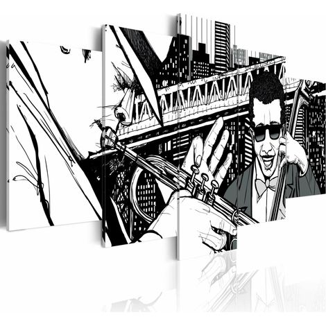 Tableau concert de jazz sur fond de gratte-ciels de new york 5 soirées - 200 x 100 cm (1/3)