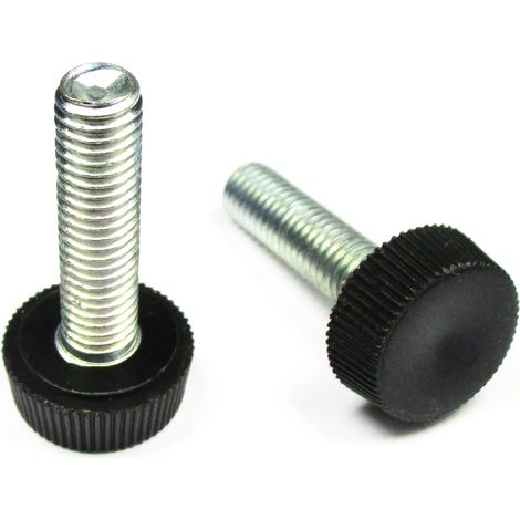 Ajile – Pied Réglable MOLETÉ – Base Plastique NOIR Diamètre 20 mm Épaisseur 7,8 mm, et Tige Filetée en Acier Zingué Diamètre 8 mm (M8) de Longueur 30 mm