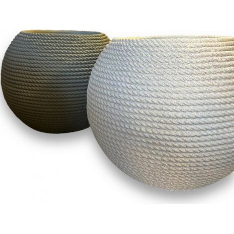 VASO CASPÒ SFERA BALI EFFETTO CORDA VASAR IN RESINA DIAMETRO 50CM VARI COLORI - Colore: Smoke