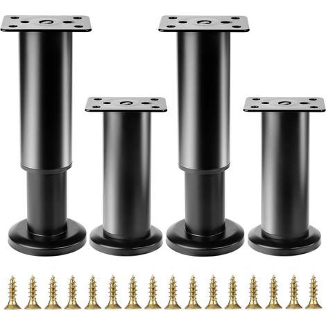Pieds De Meuble Réglables - Hauteur 12 À 18 Cm - En Métal Robuste Avec Semelle Antidérapante - Pour Chaises Tables Lits Armoires - Lot De 4