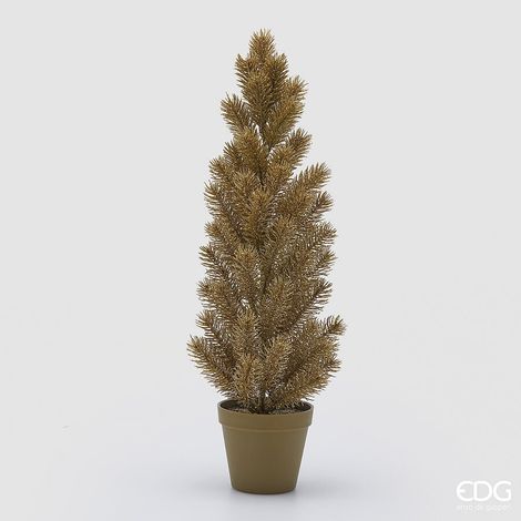 EDG Enzo De Gasperi Vaso Pino con Glitter Natale H 60 Cm D 12 Cm Gold