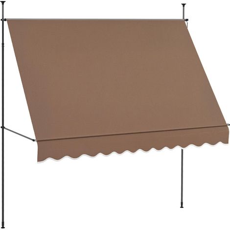 Store banne rétractable manuel à manivelle 300 x 120 x 210-300 cm, hauteur réglable, imperméable et anti-UV, couleur café