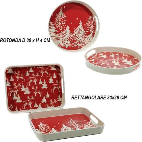 Vassoio porta dolci natalizi decorazioni per tavola di natale addobbo cucina - rettangolare e rotondo: tondo (1/5)