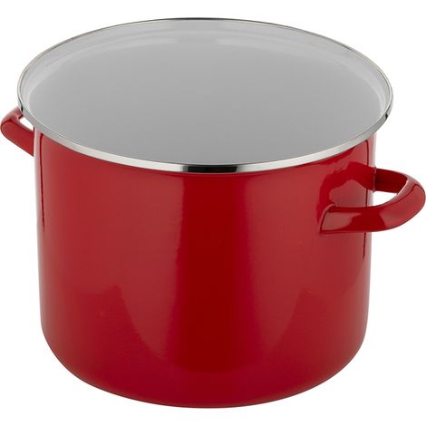Pot émaillé, droit, lisse, 22 cm, 5,2 L, rouge