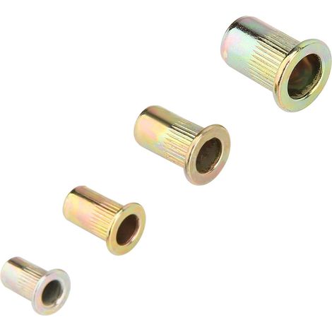 Écrou à bride, écrou à rivet fileté plat en acier au carbone 200 pièces M3/M4/M5/M6 écrous à tête en acier moleté avec système standardisé pour professionnels, amateurs, propriétaires (1/5)