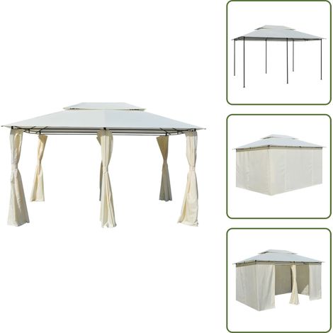 Gazebo all'aperto - vidaXL Gazebo da Giardino con Tende 4x3 m Bianco - Gazebo con tetto ventilato