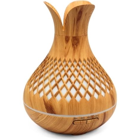 Difusor de aromas USB con forma de mandala de madera y luces LED de 7 colores - 400 ml