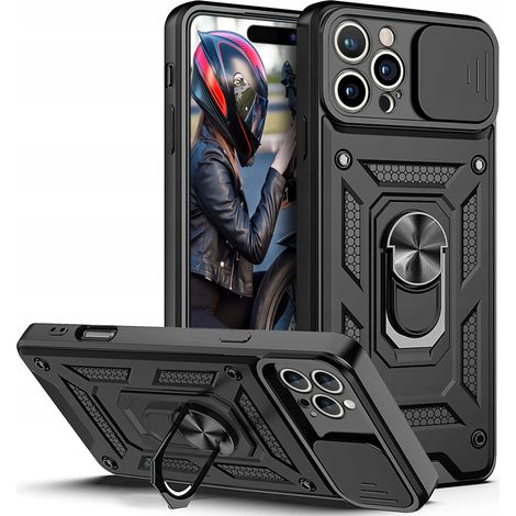 Coque pour iPhone 16 Pro Max ARMOR SLIDE RING, DOS RENFORCÉ + VERRE 9H (1/5)