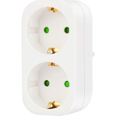 Cilia 1 pièce Rallonge de prise UE, répartiteur, multiprise, 2 en 1, 250 V, 10-16 A, blanc, universel Schuko. (1/5)