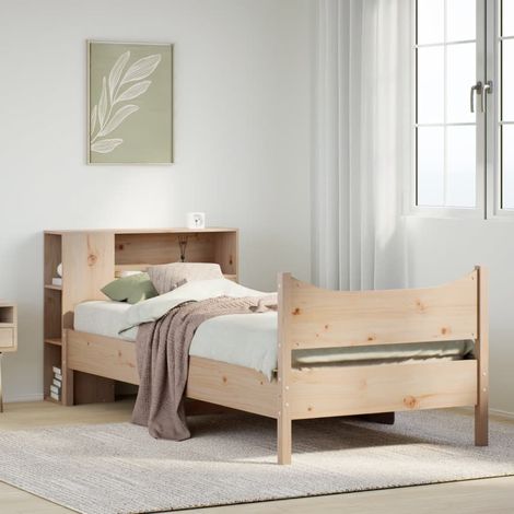 Cadre de lit sans matelas 75x190 cm bois de pin massif (1/5)