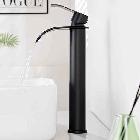 Mitigeur en cascade pour eau chaude et froide – Inox 304 noir mat électrophorèse – Tubes 500 mm – Salle de bain moderne (1/5)