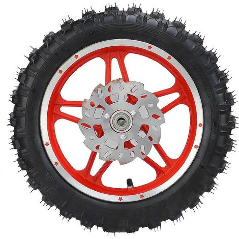 Komplettes rotes 2,5-10 Vorderrad, Felge mit Bremsscheibe, Lager und Ritzel für Motorrad und Geländefahrrad (1/5)