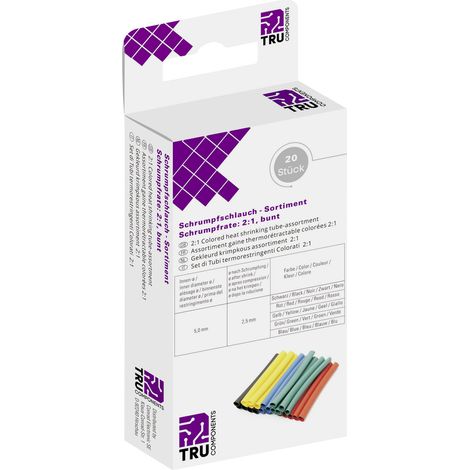 TRU COMPONENTS T1904CA041 Schrumpfschlauch ohne Kleber Schwarz, Rot, Gelb, Grün, Blau 4.50 mm 2.50 m